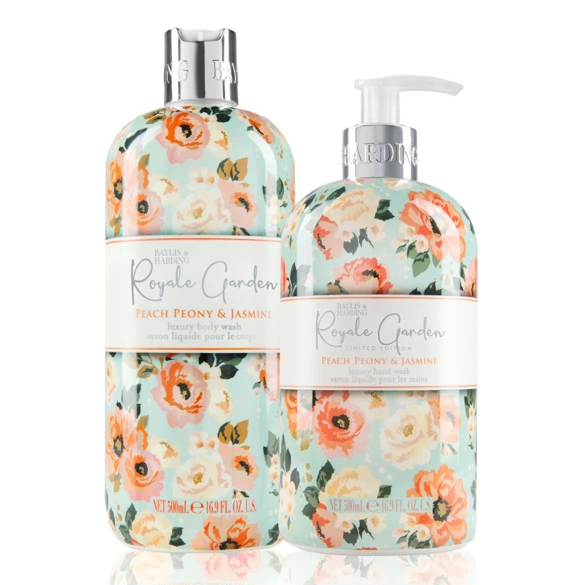 BAYLIS & HARDING - Sprchový gel + mýdlo na ruce BROSKEV, PIVOŇKA A JASMÍN (500ml)